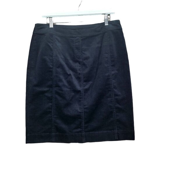 EILEEN FISHER Womens Skirt SZ M Corduroy Short Stretchy‎ Black Academia Minimal - Picture 1 of 7